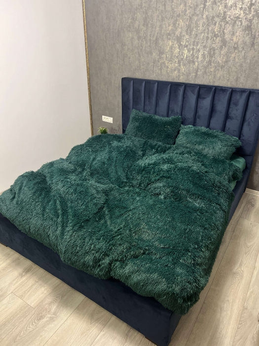 Set Lenjerie Super Pufoasa Cocolino, Model Fluffy, 6 piese, Pat 2 Persoane, VERDE INCHIS_JO [5]