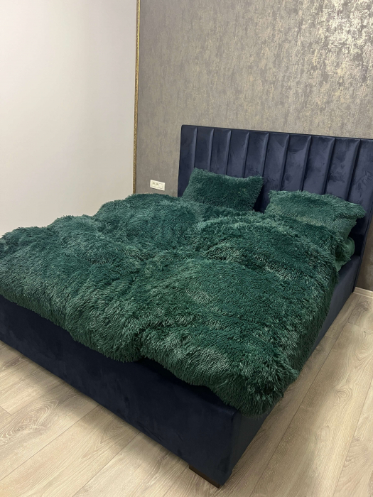 Set Lenjerie Super Pufoasa Cocolino, Model Fluffy, 6 piese, Pat 2 Persoane, VERDE INCHIS_JO [3]