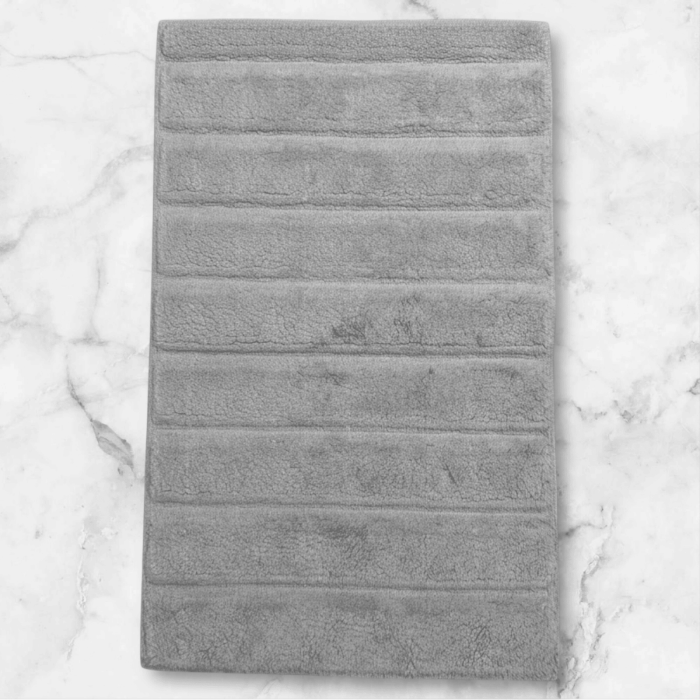 Set Premium Covoras de Baie, 2 Piese, 60x100 cm / 50x60 cm, Bumbac 100%, Serit Gri Deschis [1]