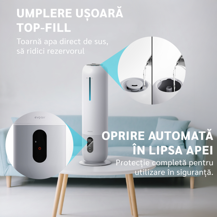 Umidificator aer Evoair Umio, Lampa UV, 3 trepte umidificare, Indicator Umiditate, Duză de Ceață, Aromaterapie, Telecomandă, Alb [7]