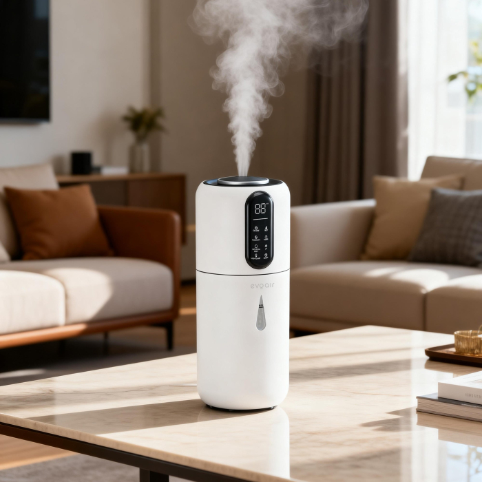 Umidificator Evoair STEAMIX3800 Smart, Wifi, Rezervor 3.8L, Capacitate de umidificare 300ml/h, Senzor umiditate, Mod Auto, Autonomie 13 ore, Lampă UVA, Aromaterapie, Indicator umiditate și temperatură [8]