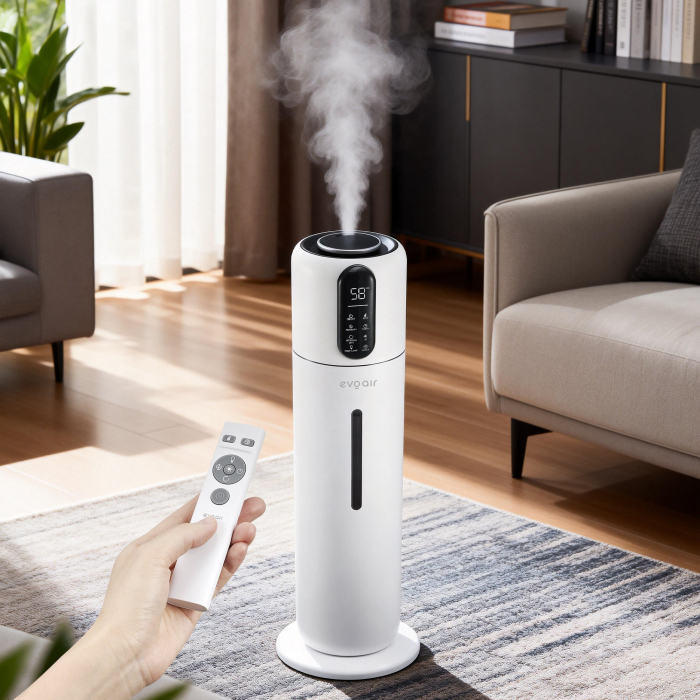Umidificator Evoair STEAMIX8500 Smart, Wifi, Rezervor 8.5L, Capacitate de umidificare 300ml/h, Senzor umiditate, Mod Auto, Autonomie 28 ore, Lampă UVA, Aromaterapie, Indicator umiditate și temperatură [2]
