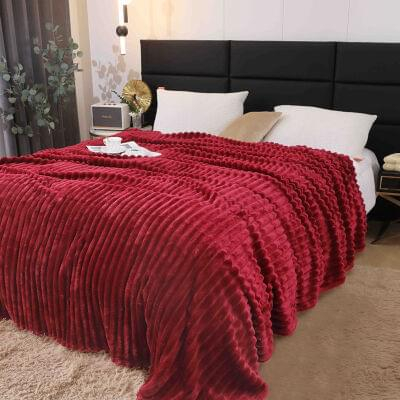 Paturi Catifelate Cocolino - Textura Reiata - Patura-Pufoasa-Cocolino-Pat Dublu-Textura-Rosu