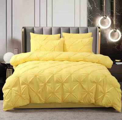 Cearceaf normal - Lenjerie pat dublu, FINET, 6 piese, cu pliuri brodate