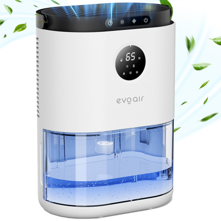 CALITATE AER - Dezumidificator aer Evoair HUMIX560, 560ml/24h, Silențios, Senzor de umiditate, 3 Moduri funcționare, Lumină Ambientală în 7 culori, Rezervor 2.3l, Alb