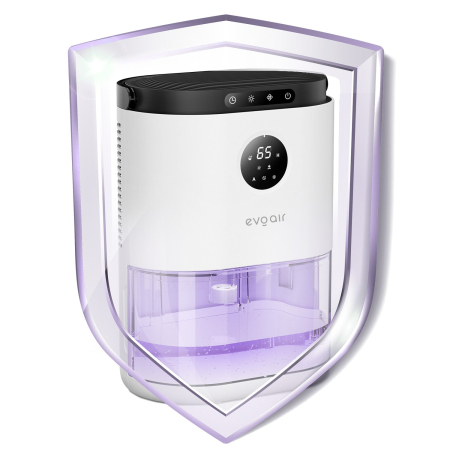 Dezumidificator aer Evoair HUMIX560, 560ml/24h, Silențios, Senzor de umiditate, 3 Moduri funcționare, Lumină Ambientală în 7 culori, Rezervor 2.3l, Alb [10]