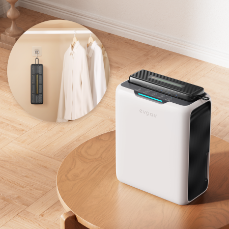 Dezumidificator aer Evoair HUMIXDUO, 500ml/24h, 3 Moduri funcționare, Silențios, Lumină Ambientală, Rezerva cu Silicagel, Timer 48h, Rezervor 2.5l, Alb [17]