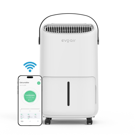Dezumidificator Evoair, NovaDry 12 Smart, 12l/24h, Senzor de Umiditate, Functie Ionizare, Uscare Rufe, Rezervor 2.5l, Lampa UVC, Alb, Curea Neagra [1]