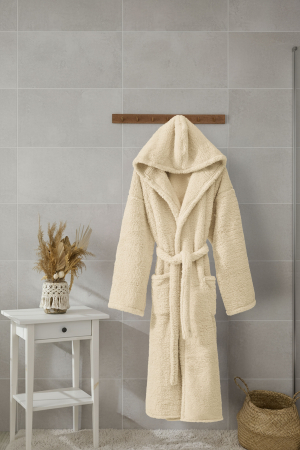 HALATE BAIE - Halat de Baie Cocolino, WellSoft, Model cu Gluga, Crem
