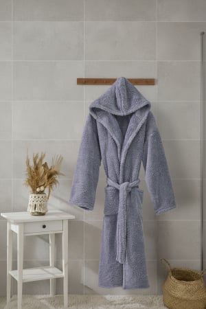 HALATE BAIE - Halat de Baie Cocolino, WellSoft, Model cu Gluga, Gri Inchis
