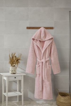 HALATE BAIE - Halat de Baie Cocolino, WellSoft, Model cu Gluga, Roz Deschis