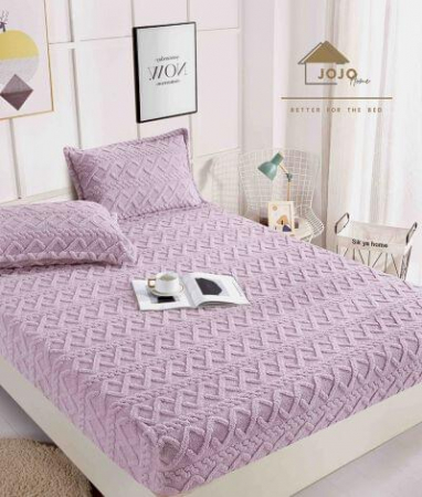 Huse de pat Tricot, pat dublu - Husa De Pat Cocolino Cu Elastic, Pat Dublu, Model Tricot, Mov
