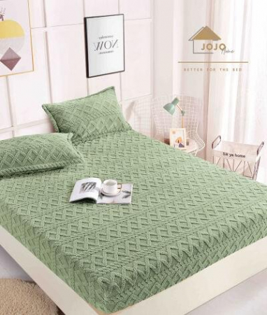 Huse de pat Tricot, pat dublu - Husa De Pat Cocolino Cu Elastic, Pat Dublu, Model Tricot, Verde