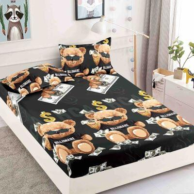 Huse de pat Bumbac Finet, pat dublu - Husa de pat dublu + 2 Fete de Perna,din Bumbac Finet, cu elastic, HPC09