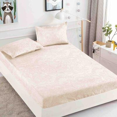 Huse pat elastic - Husa de pat dublu + 2 Fete de Perna,din Bumbac Finet, cu elastic, RJHPB48