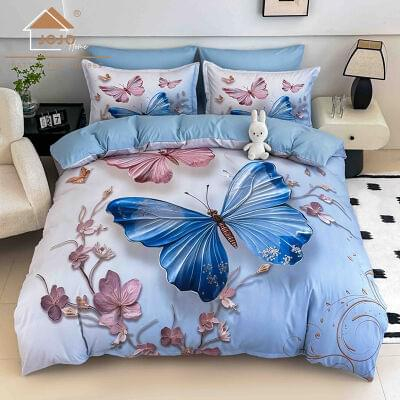 LENJERII DE PAT - Lenjerie De Pat 5D, 1 Persoana, 4 Piese, Finet Premium