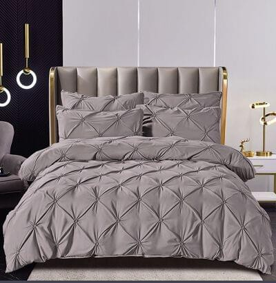 LENJERII DE PAT - Lenjerie pat dublu, FINET, 6 piese, cu pliuri brodate