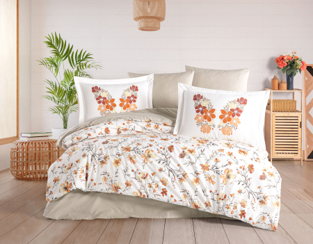 Lenjerii Bumbac Poplin 2 Persoane - Lenjerie-de-pat-bumbac-poplin-belis-oranj-casimi