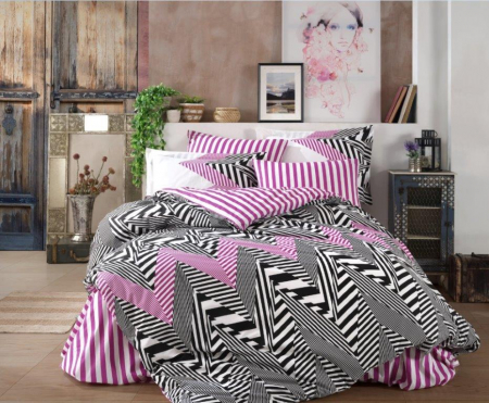 Lenjerii Bumbac Poplin 2 Persoane - Lenjerie-de-pat-bumbac-poplin-daniela-black-casimi-p1