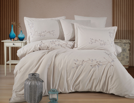 Lenjerii Bumbac Poplin 2 Persoane - Lenjerie-de-pat-bumbac-poplin-broderie-loren-tas