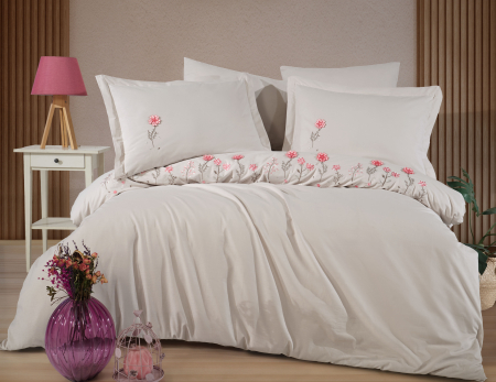 Lenjerii Bumbac Poplin 2 Persoane - Lenjerie-de-pat-bumbac-poplin-broderie-salome-tas
