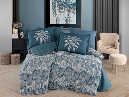 Lenjerii Bumbac Poplin 2 Persoane - Lenjerie-de-pat-bumbac-poplin-selene-petrol