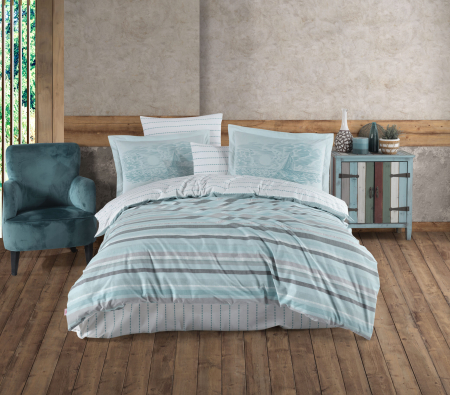 Lenjerii Bumbac Poplin 2 Persoane - Lenjerie-de-pat-bumbac-poplin-Talisa-aqua-casimi-p1
