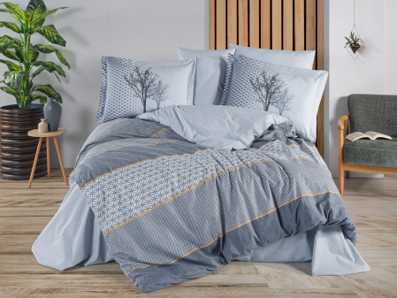 Lenjerii Bumbac Poplin 2 Persoane - Lenjerie-de-pat-bumbac-poplin-tanya-indigo