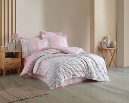 Lenjerii De Pat Bumbac Poplin 2 Persoane - Lenjerie-de-pat-bumbac-poplin-cu-elastic-trella-pembe-casimi-p1