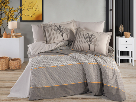 Lenjerii Bumbac Poplin 2 Persoane - Lenjerie-de-pat-bumbac-poplin-tanya-kahve