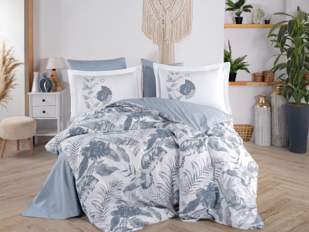 Lenjerii Bumbac Poplin 2 Persoane - Lenjerie-de-pat-bumbac-poplin-tiffany-denim