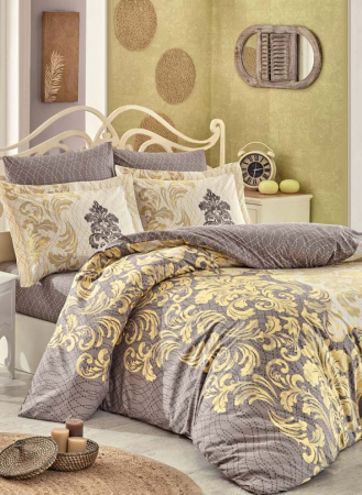 Lenjerii De Pat Bumbac Poplin 2 Persoane - Lenjerie-de-pat-bumbac-poplin-cu- elastic-mirela-capuccino-casimi-p1