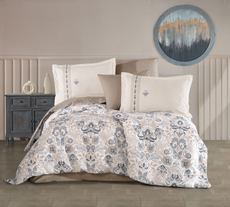 Lenjerii Bumbac Poplin, Matlasate, 2 Persoane - Lenjerie de Pat Bumbac Poplin, Matlasata,  2 Persoane - Anabel Gri