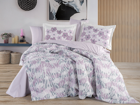 Lenjerii Bumbac Poplin, Matlasate, 2 Persoane - Lenjerie de Pat Bumbac Poplin, Matlasata,  2 Persoane - Penny Lila