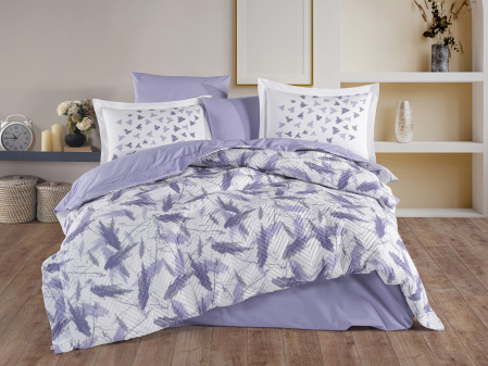 Lenjerii Bumbac Poplin, Matlasate, 2 Persoane - Lenjerie de Pat Bumbac Poplin, Matlasata,  2 Persoane -  Silva Lila