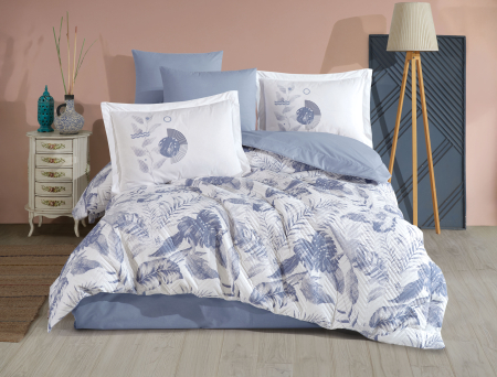 Lenjerii Bumbac Poplin, Matlasate, 2 Persoane - Lenjerie de Pat Bumbac Poplin, Matlasata,  2 Persoane -  Tiffany Denim