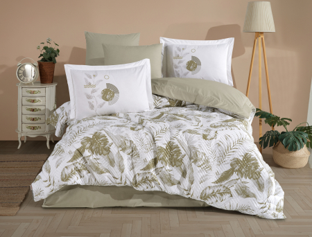 Lenjerii Bumbac Poplin, Matlasate, 2 Persoane - Lenjerie de Pat Bumbac Poplin, Matlasata,  2 Persoane -  Tiffany Yesil