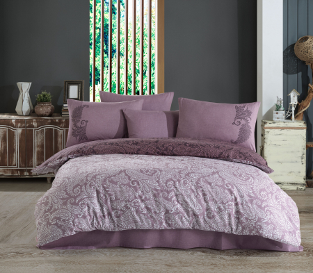 Lenjerii Bumbac Ranforce 2 Persoane - Lenjerie De Pat, Bumbac Ranforce, 2 Persoane, Leona Pudra