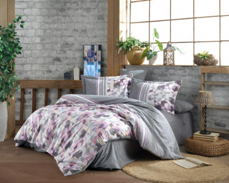 Lenjerie De Pat, Bumbac Ranforce, 2 Persoane, Arella Lilla [1]