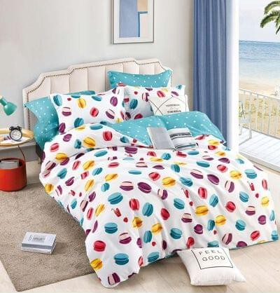 Lenjerii Finet Premium Cu Elastic 2 Persoane - Lenjerie pentru pat dublu din Bumbac Finet compusa din 6 piese, cearceaf cu Elastic, Pat 2 Persoane