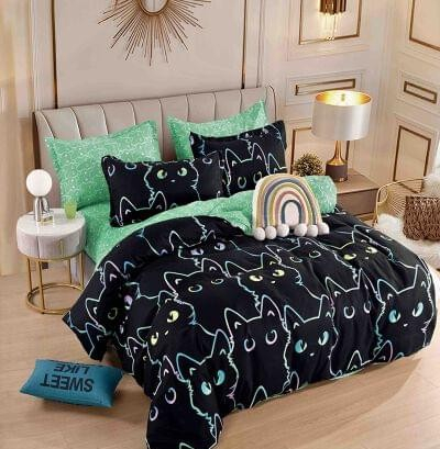 Lenjerii Finet Premium Cu Elastic 2 Persoane - Lenjerie pentru pat dublu din Bumbac Finet compusa din 6 piese, cearceaf cu Elastic, Pat 2 Persoane