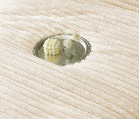 Lenjerie de pat cu Pilota Inclusa, Cearceaf cu Elastic, 6 Piese, Blana de Iepure Artificiala si Catifea, Crem [2]