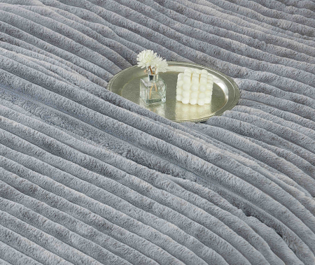 Lenjerie de pat cu Pilota Inclusa, Cearceaf cu Elastic, 6 Piese, Blana de Iepure Artificiala si Catifea, Gri Deschis [2]