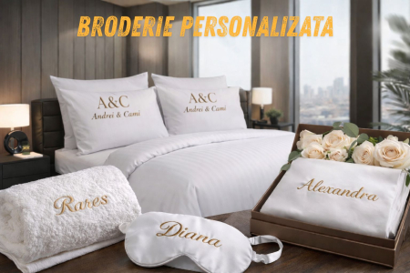Broderie Personalizata - lenjerie de pat personalizata cu broderie nume