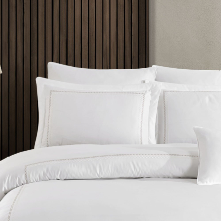 Lenjerie De Pat Premium, Queen, 800TC, Bumbac 100%, 7 piese, Alb [1]