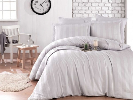 Lenjerii Bumbac Satinat 2 Persoane - Lenjerie Pat 2 Persoane Bumbac Satinat Wafel Grey