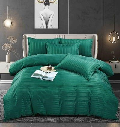 Cearceaf normal - Lenjerie pat dublu, damasc finetat, 4  piese, VERDE - RS8