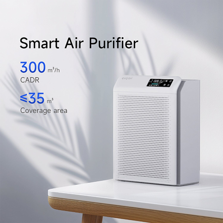 Purificator de aer Evoair HOMI P300, CADR 300m³/h, WI-FI, Filtru True Hepa, Mod Auto, Lampa UV, Ionizare, 6 Moduri Functionare, Senzor Calitate Aer, Alb [6]