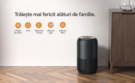 Purificator de aer Evoair, YuvoSpin, Lampă UV-C, Filtru 3in1, True Hepa, Carbon Activ, Pre-filtru, 4 viteze, Funcție Polen/Animale, Mod Noapte, Blocare Ecran, Lumină Ambientală, Alb [12]
