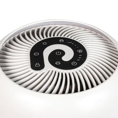 Purificator de aer Evoair, YuvoSpin, Lampă UV-C, Filtru 3in1, True Hepa, Carbon Activ, Pre-filtru, 4 viteze, Funcție Polen/Animale, Mod Noapte, Blocare Ecran, Lumină Ambientală, Alb [3]